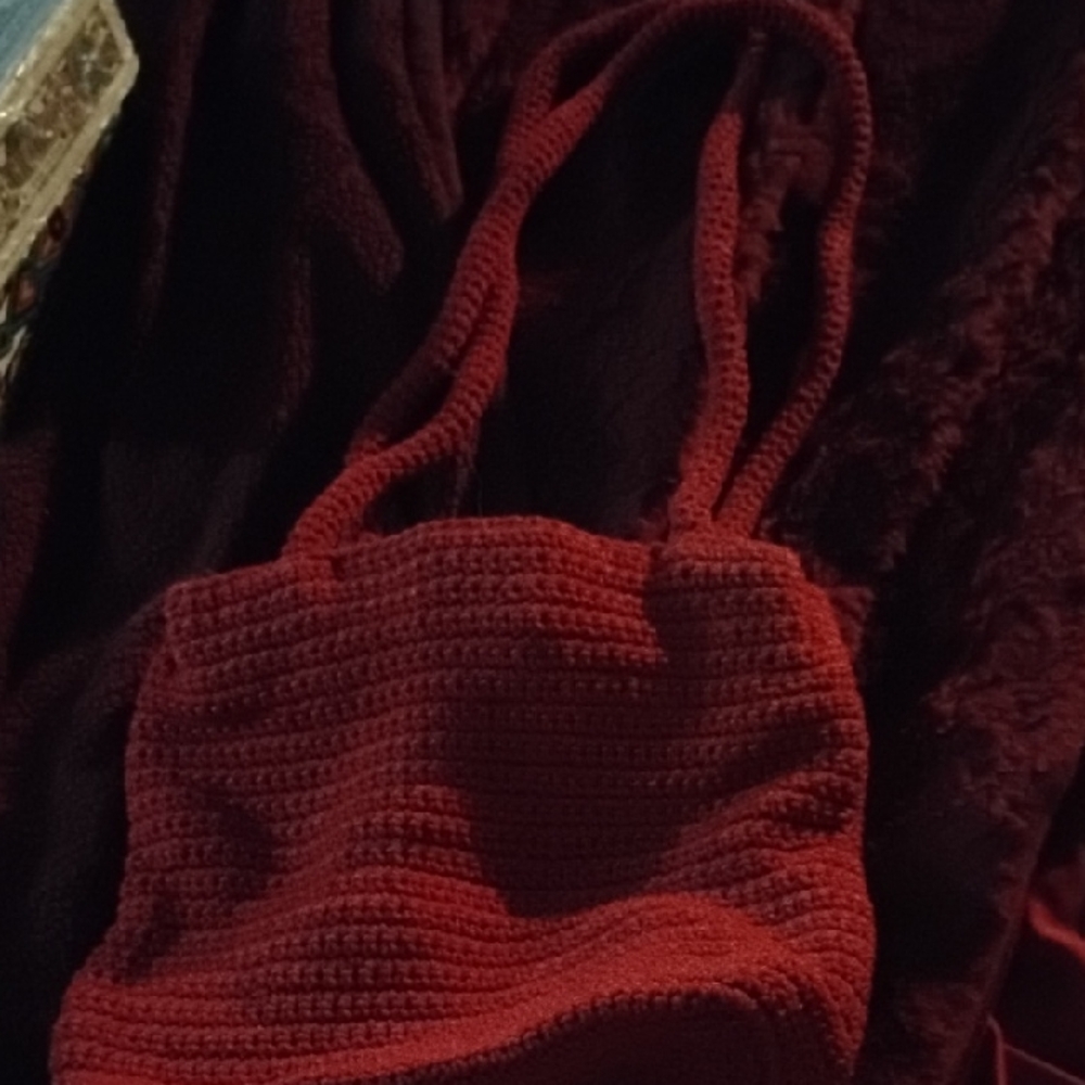 Elegant Red Knit Women's Bag